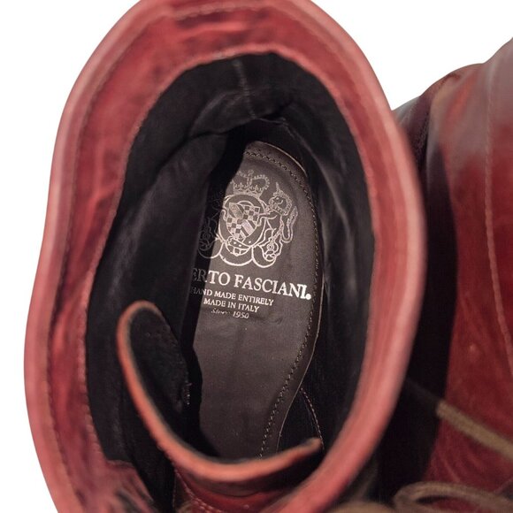 Alberto Fasciani Italy Burnished Burgundy Combat Boots Mens 9 Casual Dress Boots - Picture 11 of 14